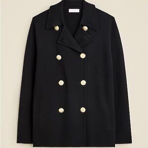 J. Crew Women's Elegant Black Peacoat style cardigan with Gold Buttons
